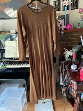 Women's Long Sleeve Brown Maxi Dress